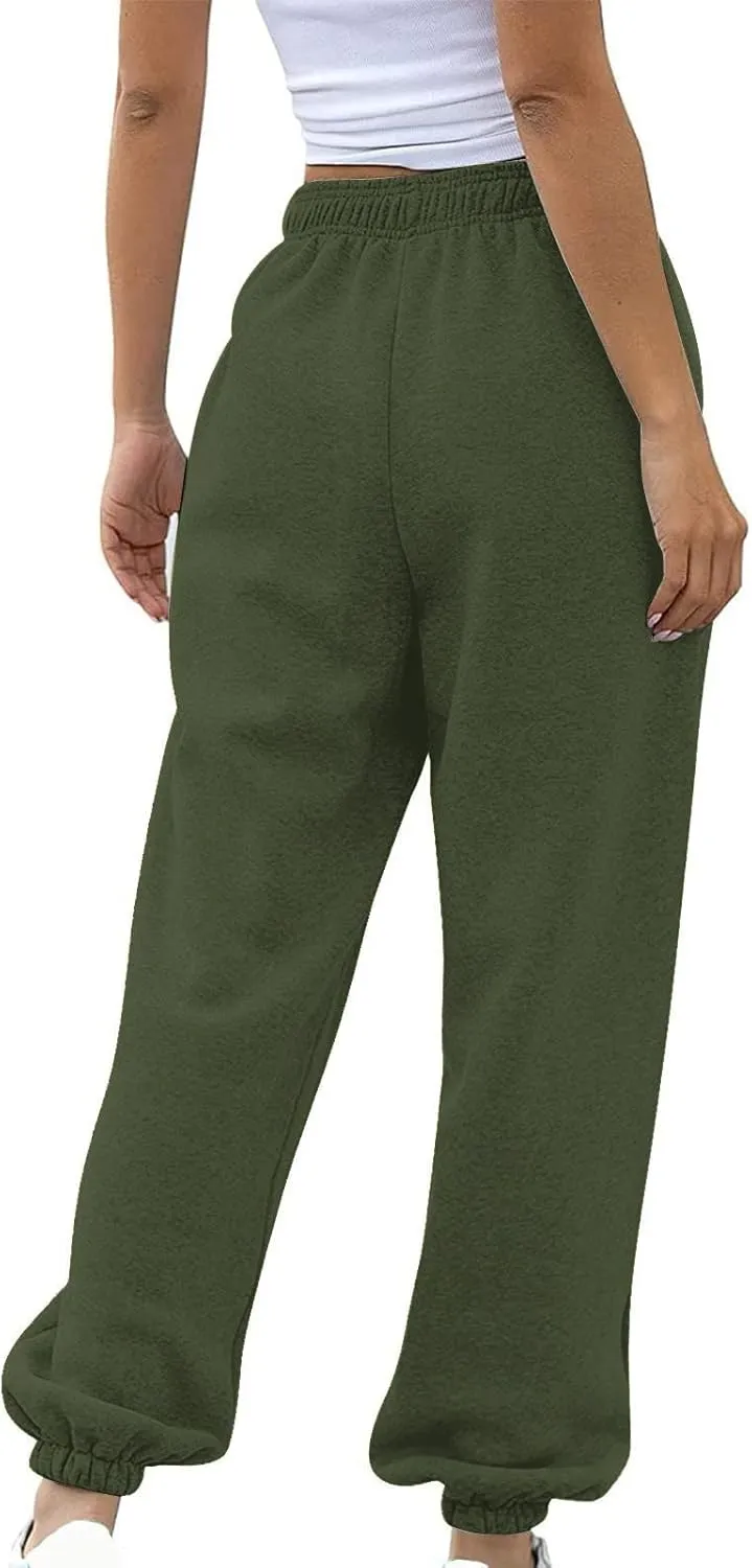 Womens High Waisted Sweatpants Casual Stretchy Tie Ankle Sweat Pants Fashion Sport Straight Leg Lounge Trousers