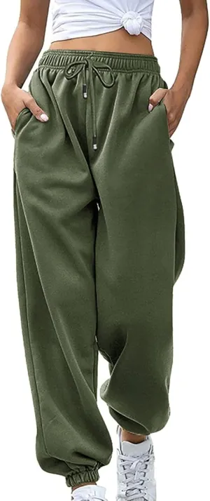 Womens High Waisted Sweatpants Casual Stretchy Tie Ankle Sweat Pants Fashion Sport Straight Leg Lounge Trousers