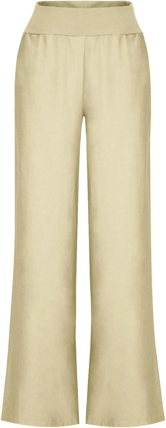 Women's High Waisted Wide Leg Pants Loose Lace-Up Straight Leg Pants Soft Comfy Lightweight Casual Pants Trousers