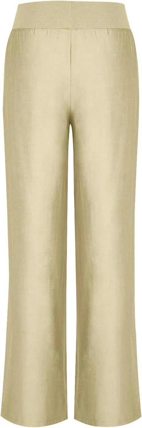 Women's High Waisted Wide Leg Pants Loose Lace-Up Straight Leg Pants Soft Comfy Lightweight Casual Pants Trousers