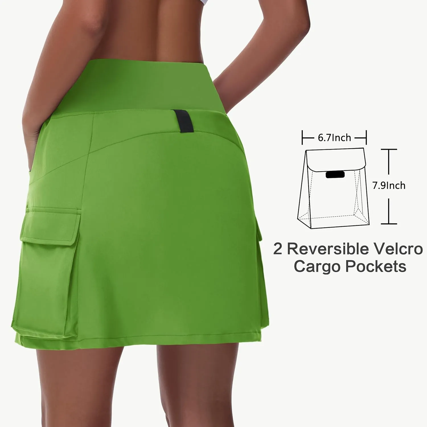 Women's Hiking Cargo Skort Skirt - High Waisted Golf Dressy Casual Workout Sport Skirt with Liner Quick Dry UPF50