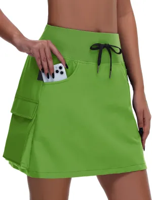 Women's Hiking Cargo Skort Skirt - High Waisted Golf Dressy Casual Workout Sport Skirt with Liner Quick Dry UPF50