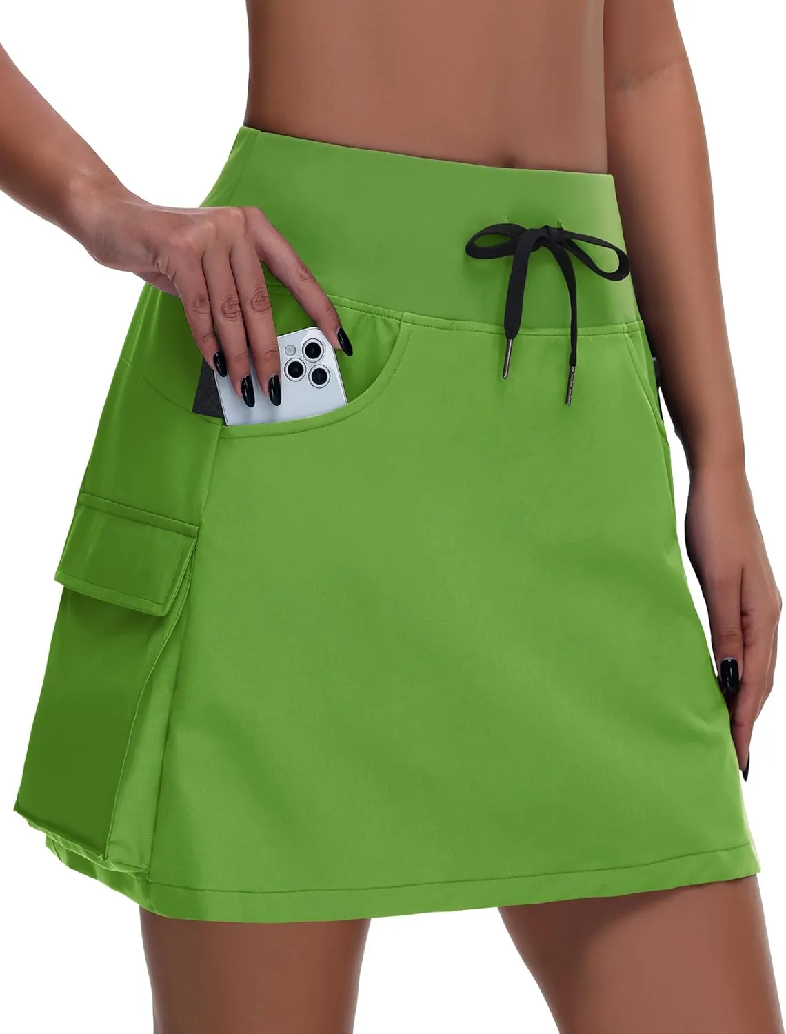 Women's Hiking Cargo Skort Skirt - High Waisted Golf Dressy Casual Workout Sport Skirt with Liner Quick Dry UPF50
