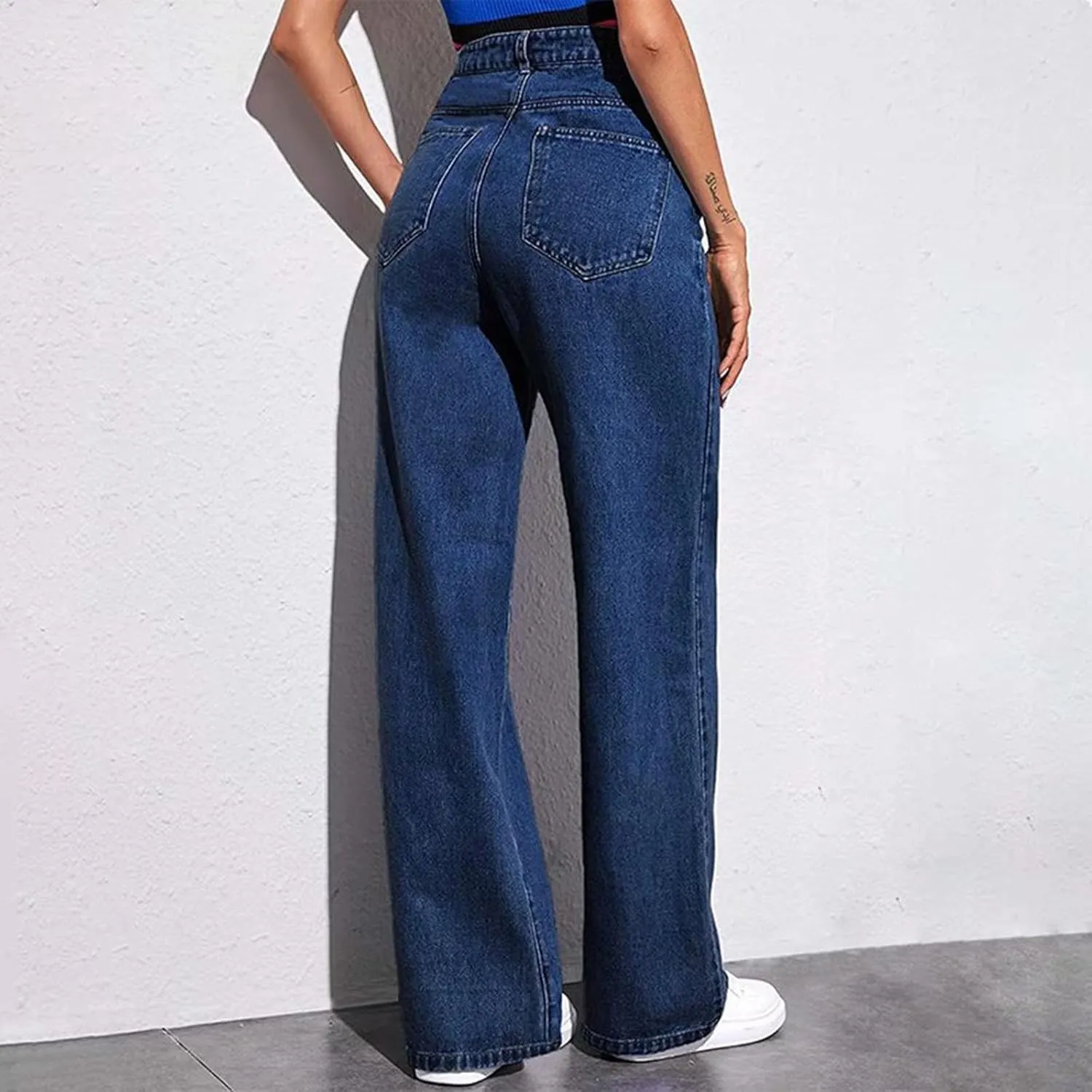 Women's Jeans High Waisted Straight Leg Stretchy Jeans 2025 Trendy Wide Leg Tummy Control Loose Casual Denim Pants