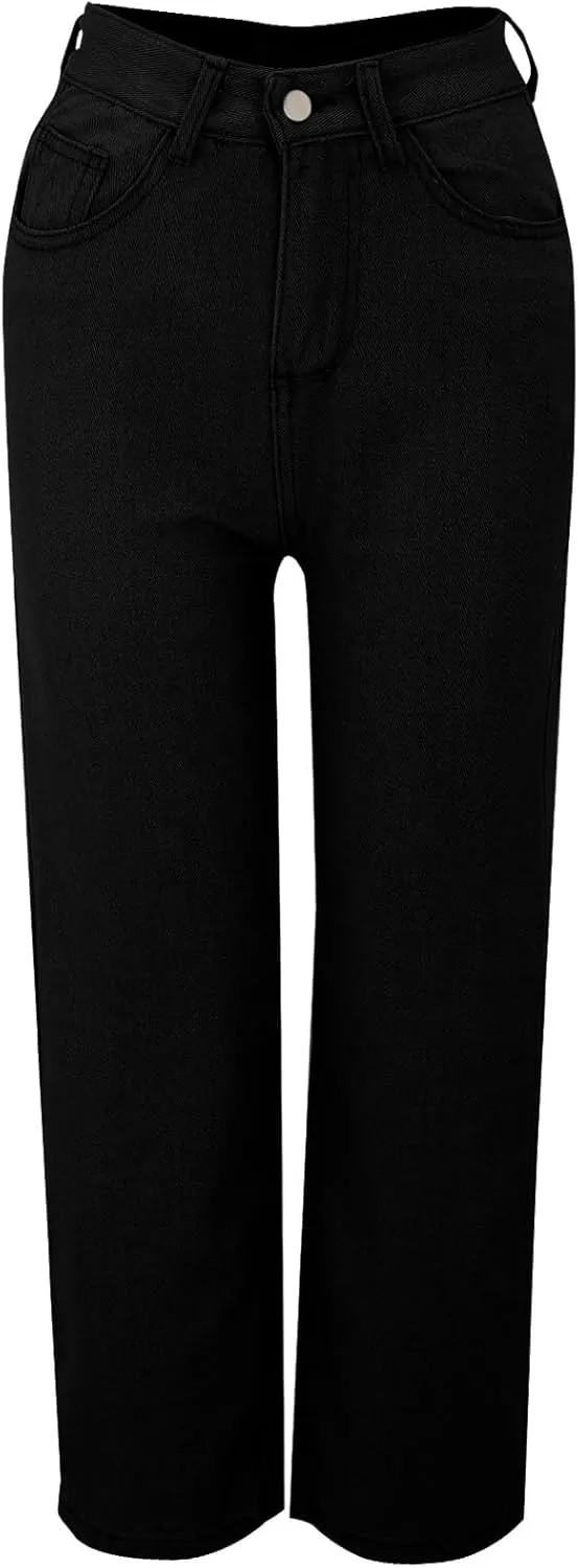 Women's Jeans High Waisted Straight Leg Stretchy Jeans 2025 Trendy Wide Leg Tummy Control Loose Casual Denim Pants