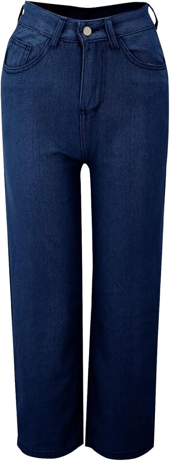 Women's Jeans High Waisted Straight Leg Stretchy Jeans 2025 Trendy Wide Leg Tummy Control Loose Casual Denim Pants