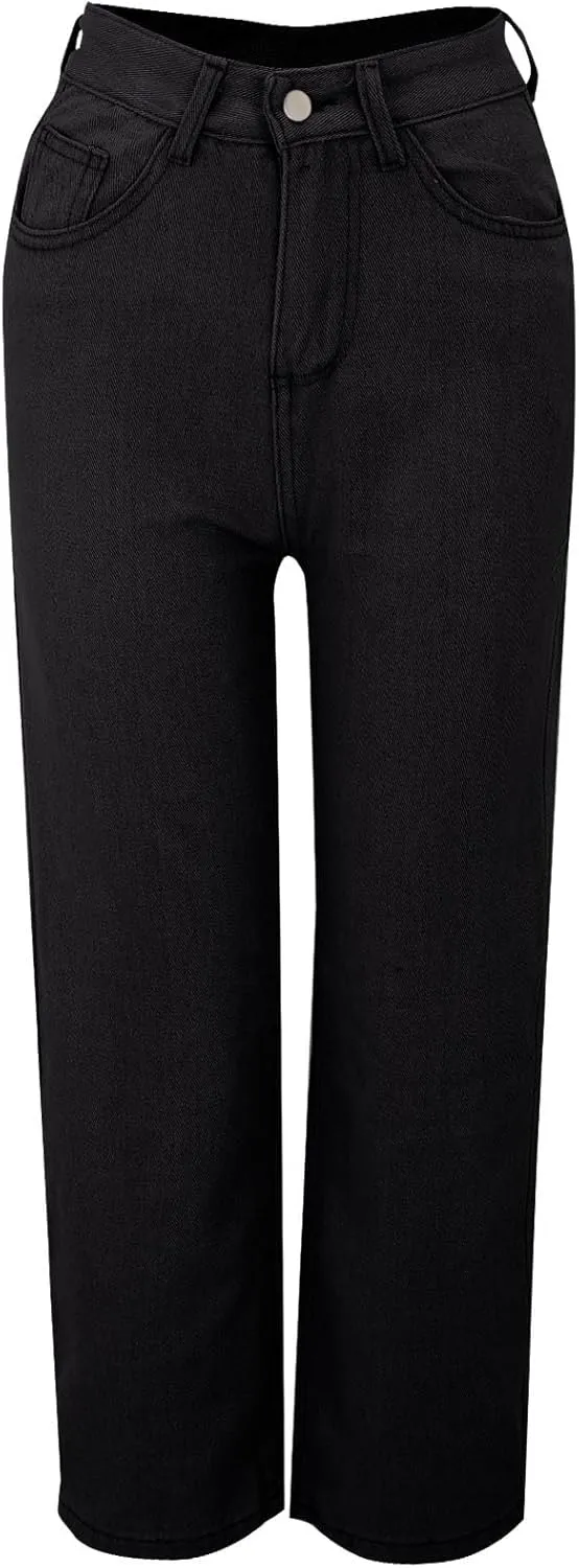Women's Jeans High Waisted Straight Leg Stretchy Jeans 2025 Trendy Wide Leg Tummy Control Loose Casual Denim Pants