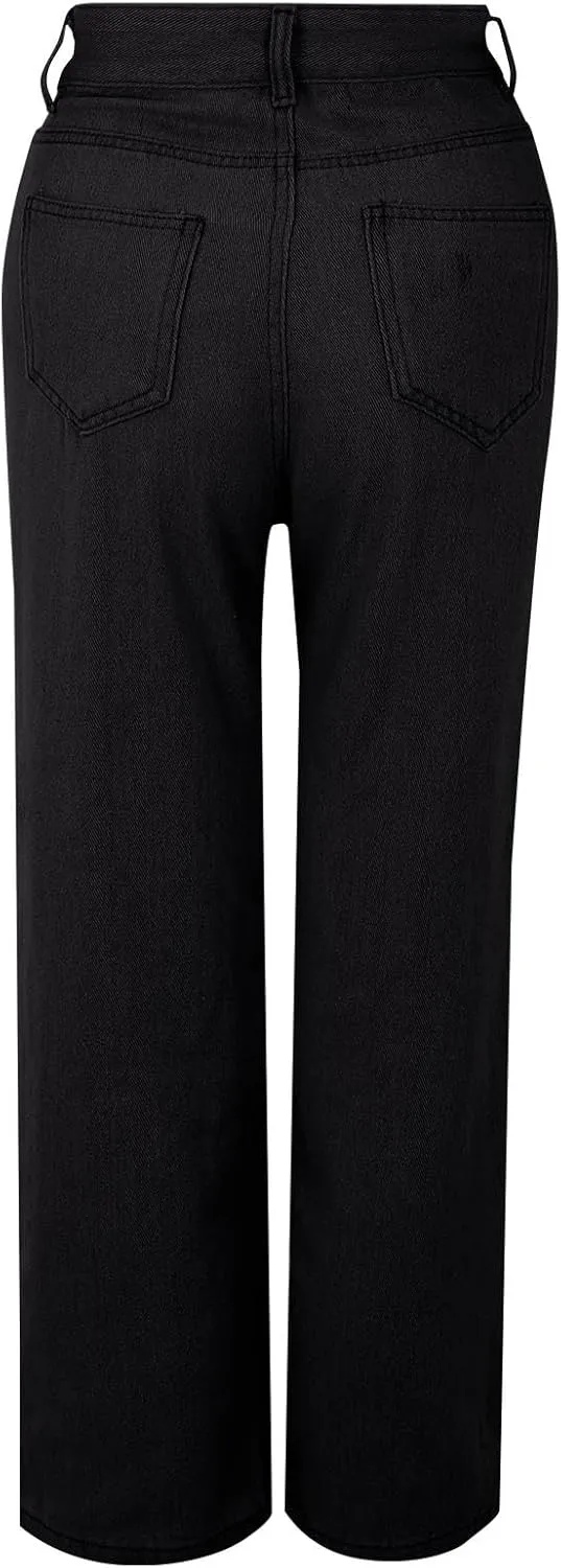 Women's Jeans High Waisted Straight Leg Stretchy Jeans 2025 Trendy Wide Leg Tummy Control Loose Casual Denim Pants