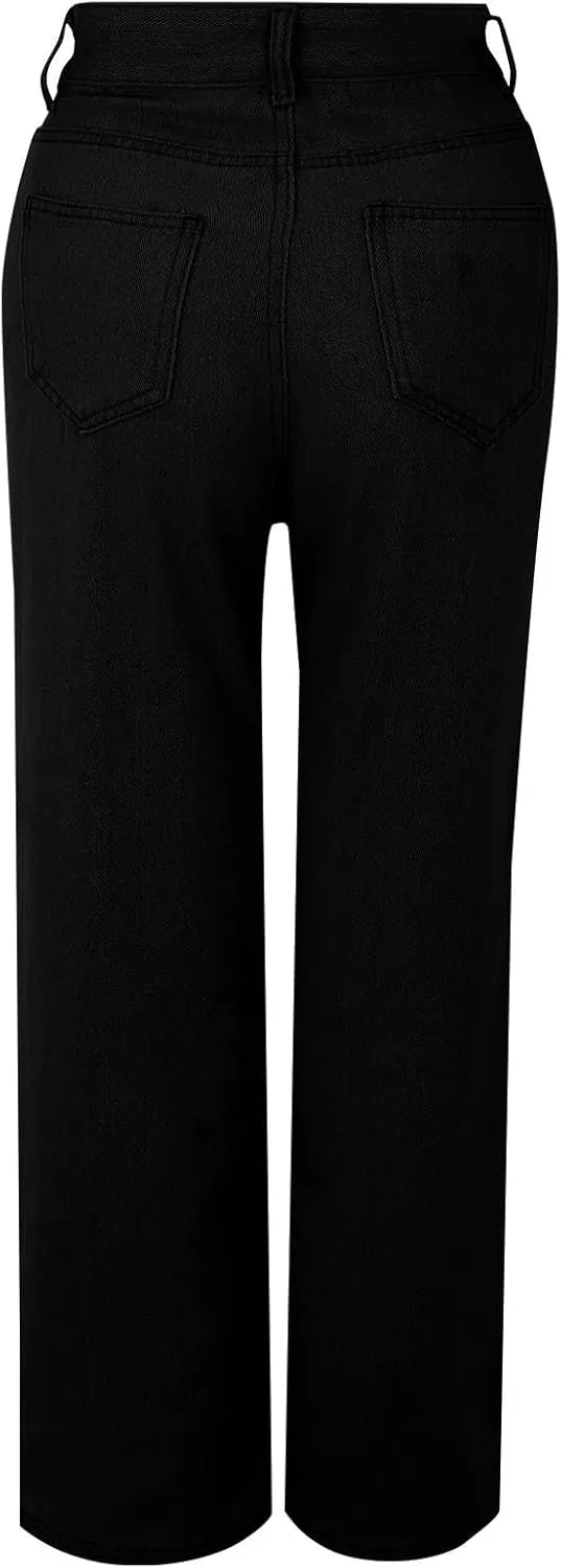 Women's Jeans High Waisted Straight Leg Stretchy Jeans 2025 Trendy Wide Leg Tummy Control Loose Casual Denim Pants