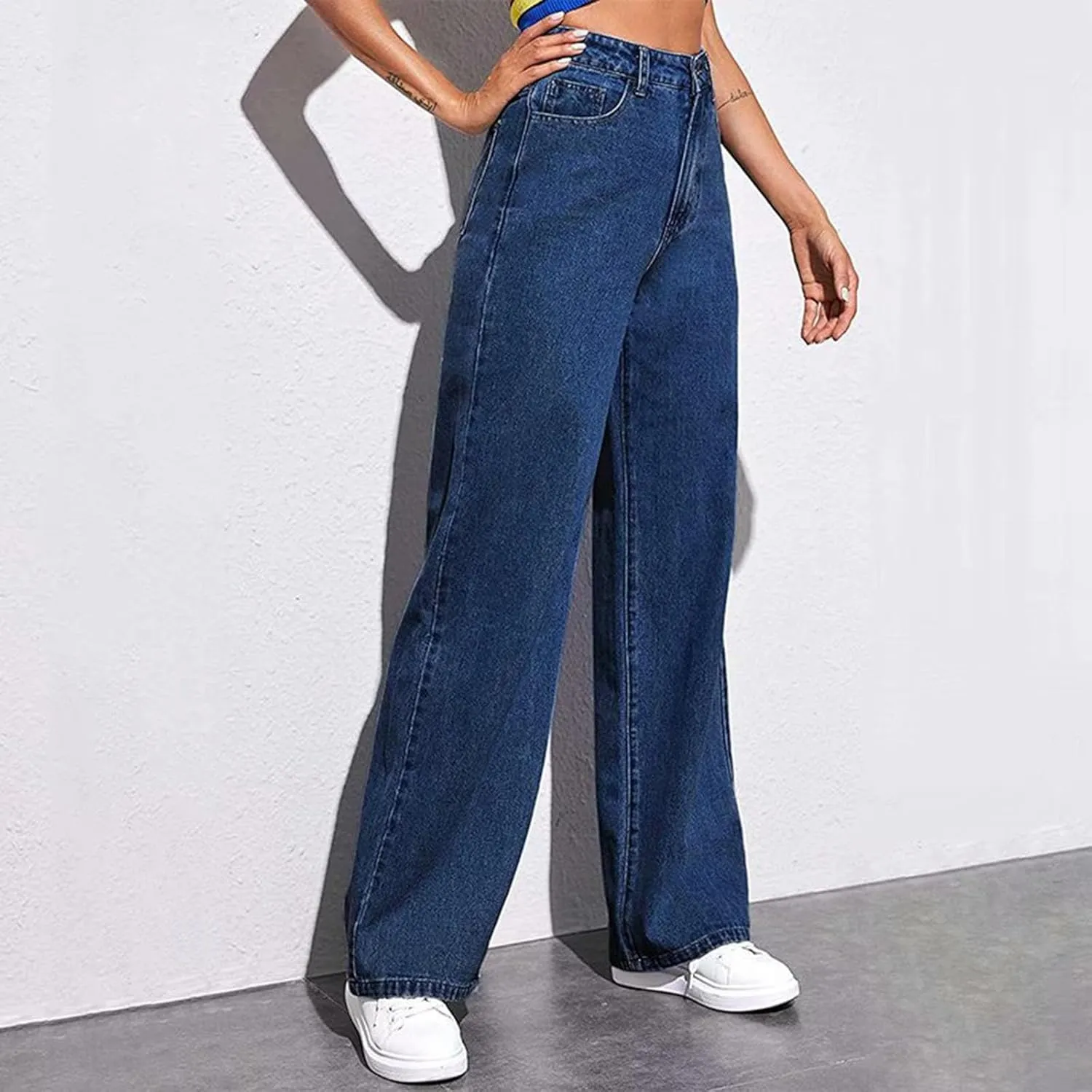 Women's Jeans High Waisted Straight Leg Stretchy Jeans 2025 Trendy Wide Leg Tummy Control Loose Casual Denim Pants