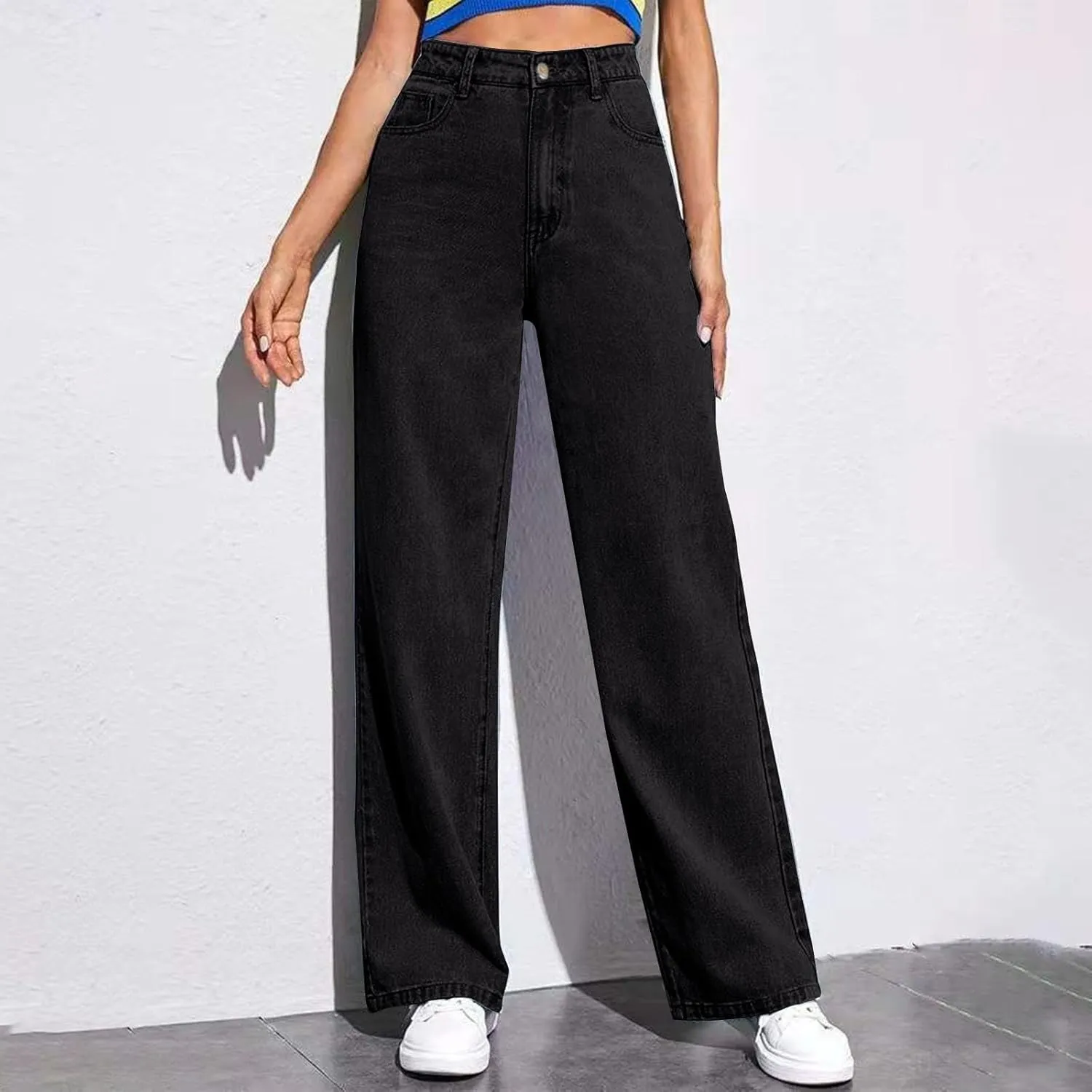 Women's Jeans High Waisted Straight Leg Stretchy Jeans 2025 Trendy Wide Leg Tummy Control Loose Casual Denim Pants