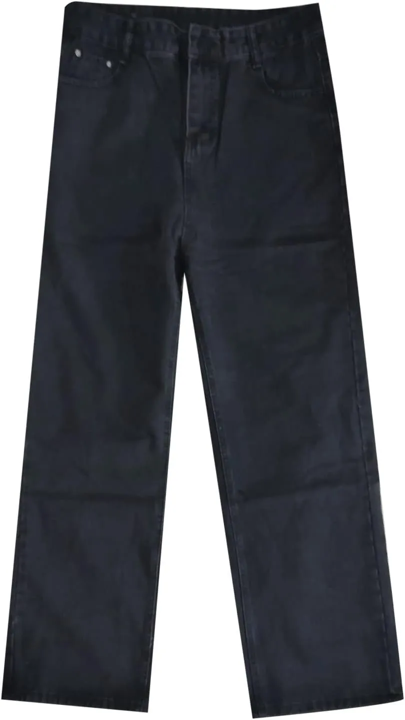 Women's Jeans Printed Stretchy High Waisted Baggy Straight Wide Leg Crop Casual Bootcut Imitation Denim Pants Trouser