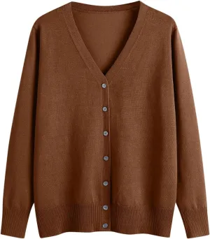 Womens Knit Cardigan Open Front Button Down Sweaters Solid V Neck Sweater 2025 Soft Warm Cardigan Cable Knit Cardigan