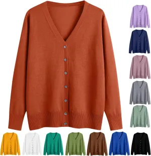 Womens Knit Cardigan Open Front Button Down Sweaters Solid V Neck Sweater 2025 Soft Warm Cardigan Cable Knit Cardigan