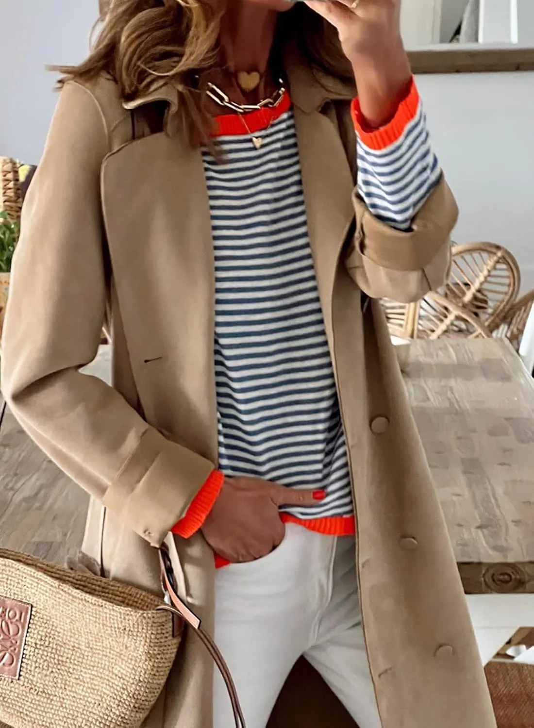 Womens Lightweight Cotton Sweaters Long Sleeve Crew Neck Color Block Striped Casual Knitted Pullover Tops