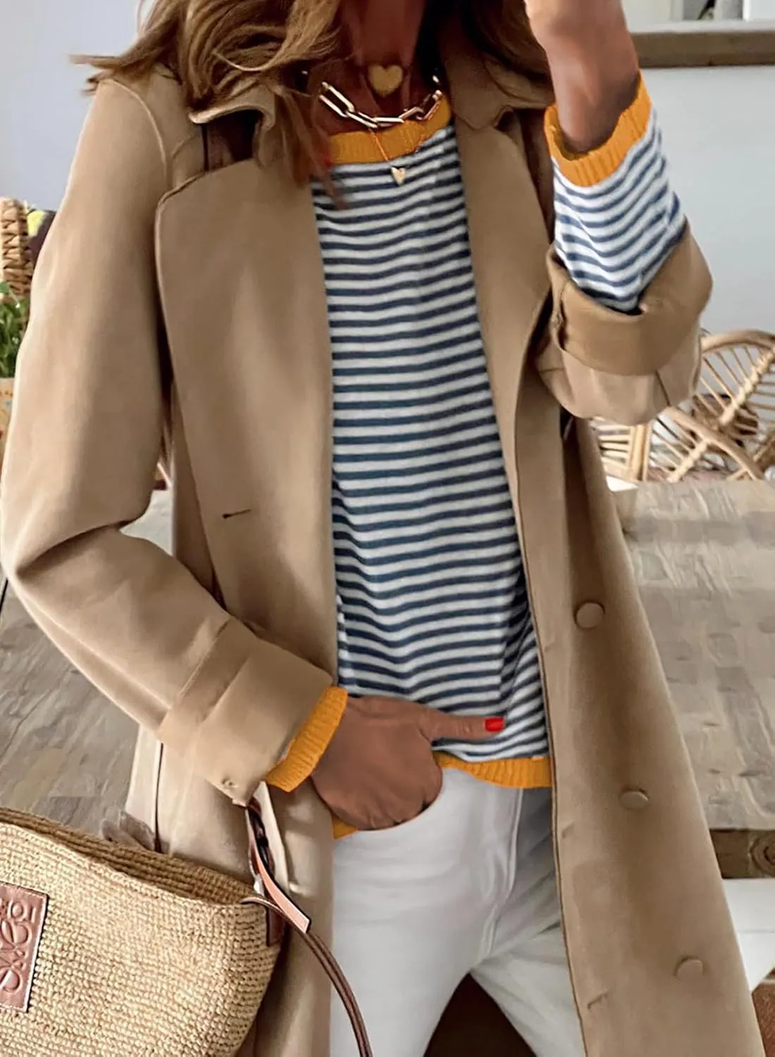 Womens Lightweight Cotton Sweaters Long Sleeve Crew Neck Color Block Striped Casual Knitted Pullover Tops