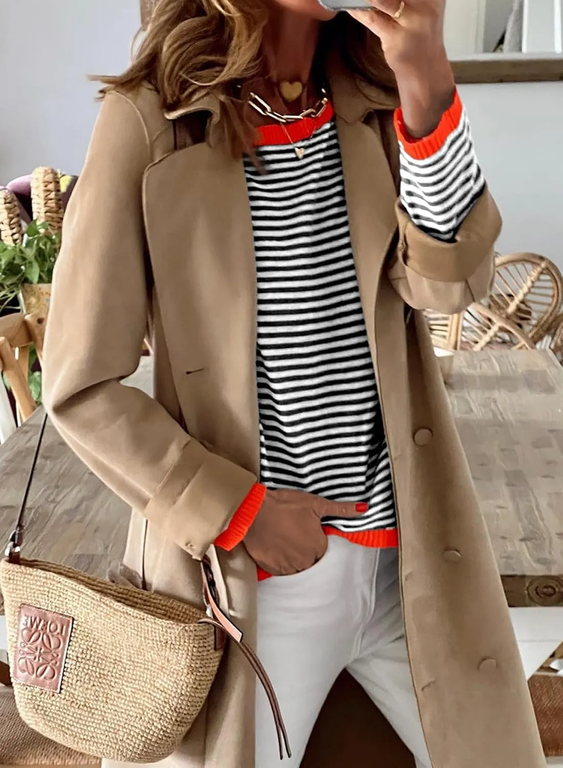 Womens Lightweight Cotton Sweaters Long Sleeve Crew Neck Color Block Striped Casual Knitted Pullover Tops