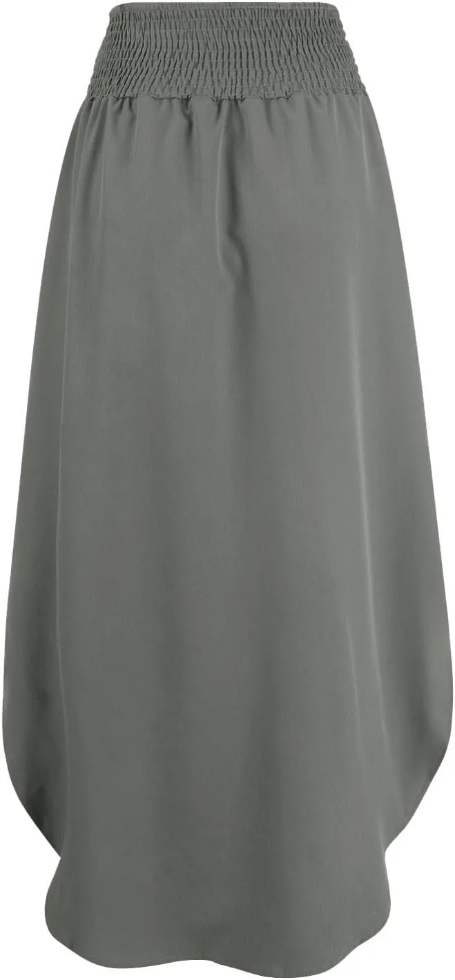 Women's Long Flowy Slit Skirt Elastic High Waisted A Line Maxi Skirts Trendy Beach Boho Skirt with Pockets