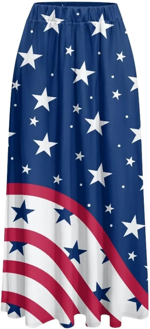 Women's Maxi High Waist Pleated Skirt Casual Long Skirts Ankle Length Flowy Swing Party Skirt with Pockets