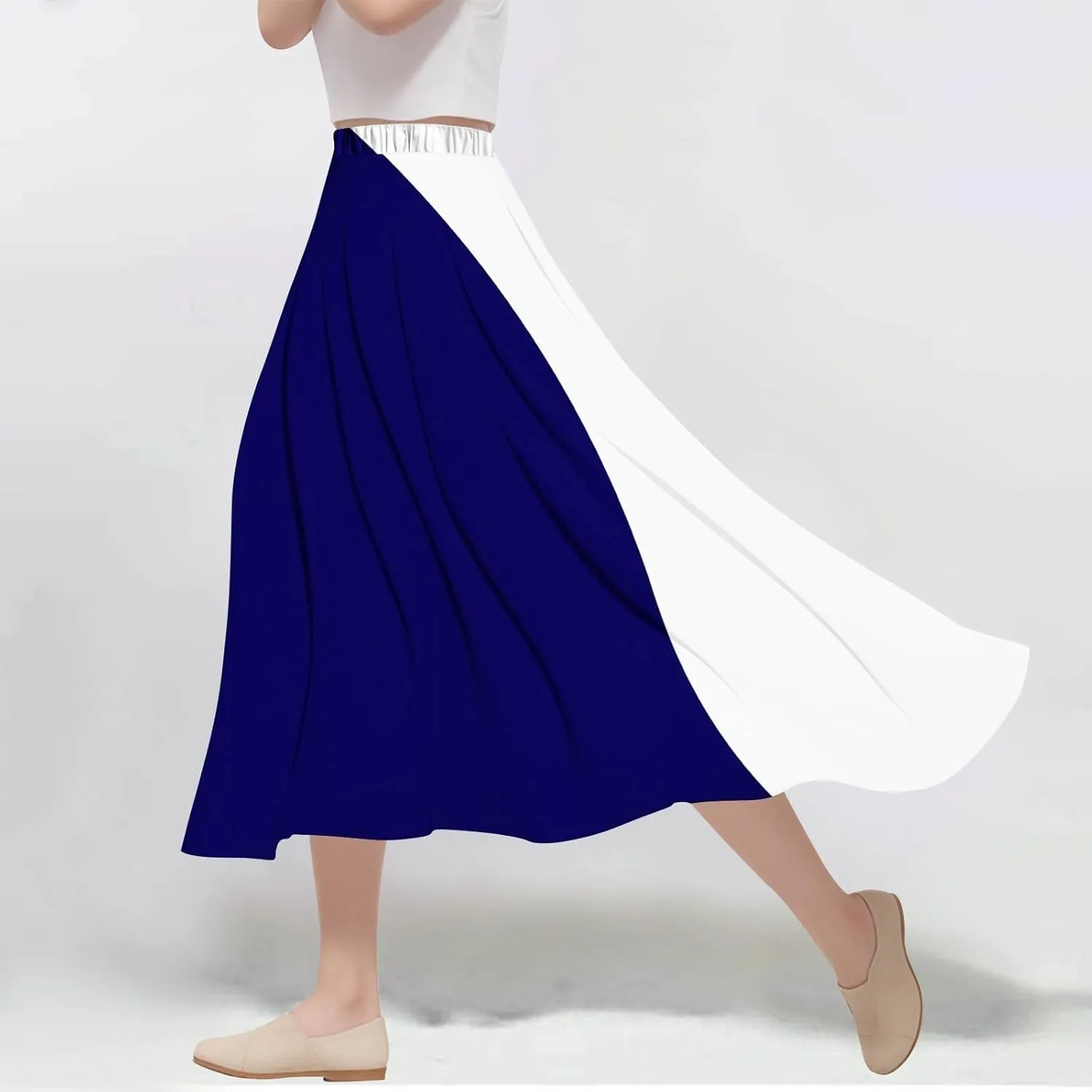 Womens Maxi Skirts Summer Elastic High Waist A Line Pleated Flowy Swing Skirt Casual Fashion Beach Vacation Skorts