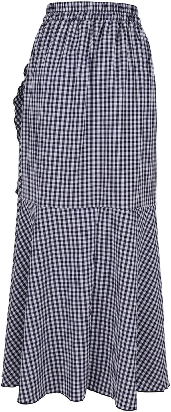 Women's Mermaid Maxi Skirt Summer Fashion Tie Waist Irregular Ruffle Hem Beach Skirts Casual Wrap Party Long Skorts
