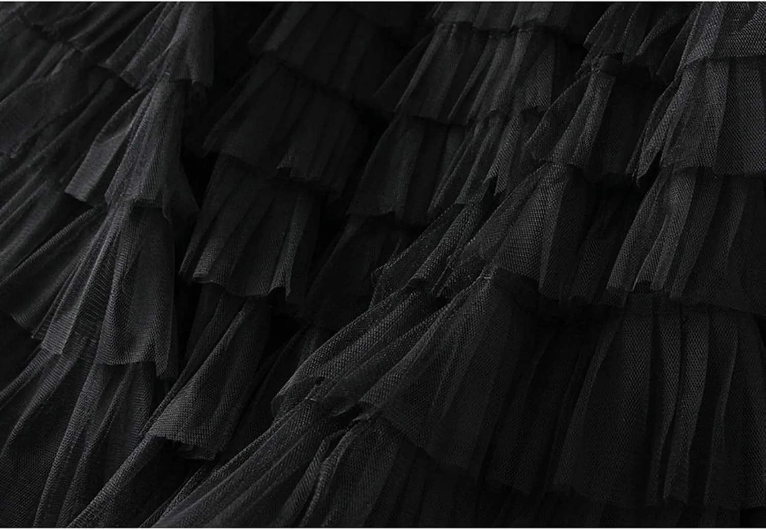 Women's Mesh Tulle Sheer Multi Tiered Long Skirt Ruffle Layered Tutu Skirts Elastic Waist Dress