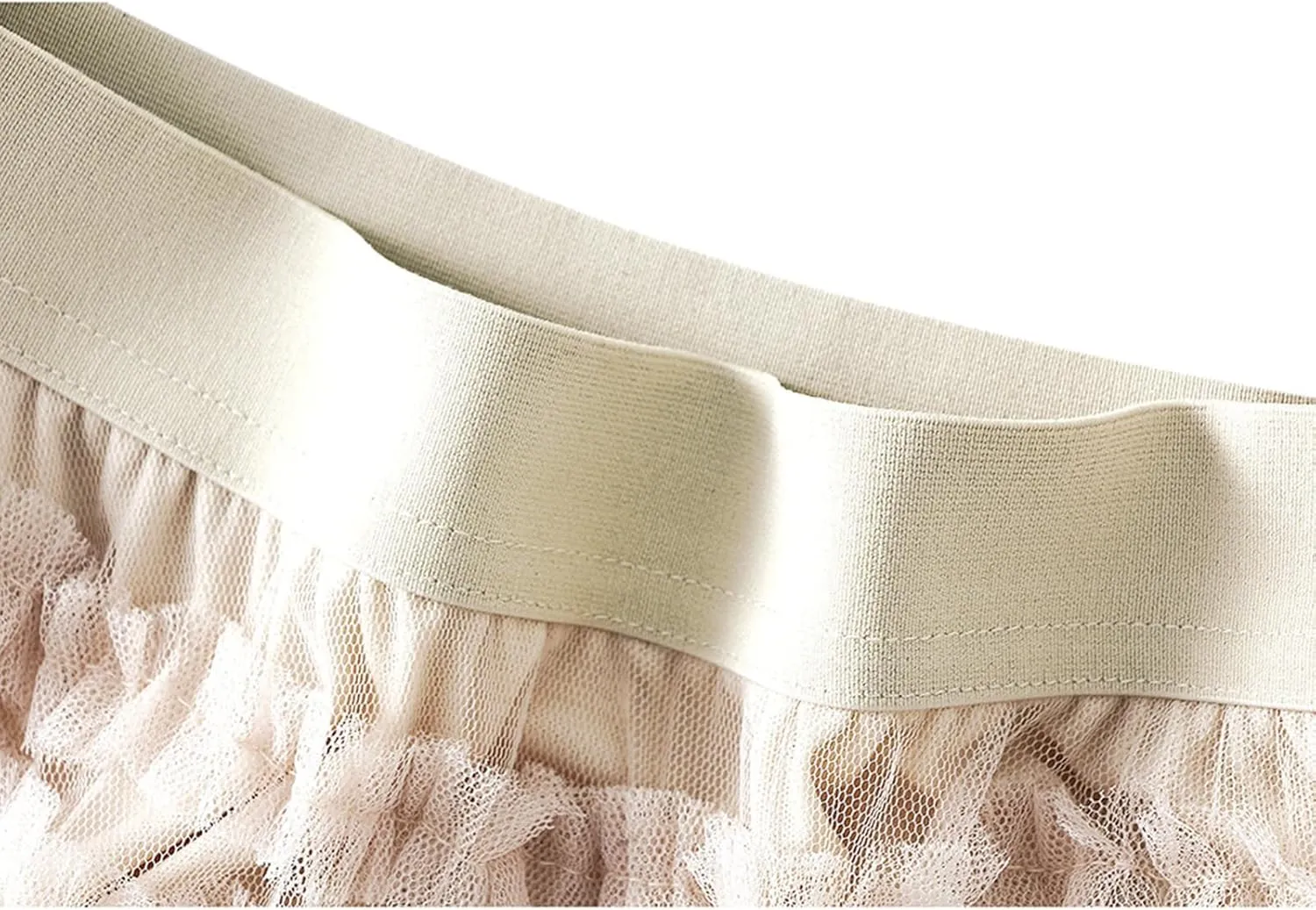 Women's Mesh Tulle Sheer Multi Tiered Long Skirt Ruffle Layered Tutu Skirts Elastic Waist Dress