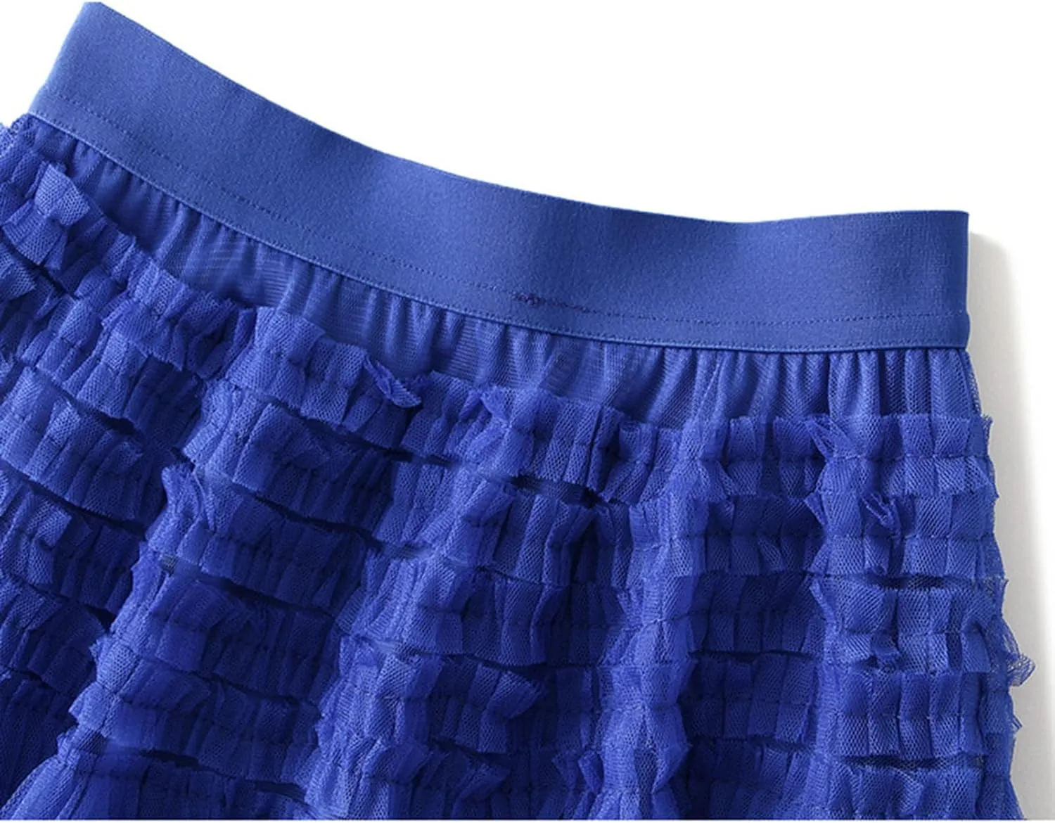 Women's Mesh Tulle Sheer Multi Tiered Long Skirt Ruffle Layered Tutu Skirts Elastic Waist Dress