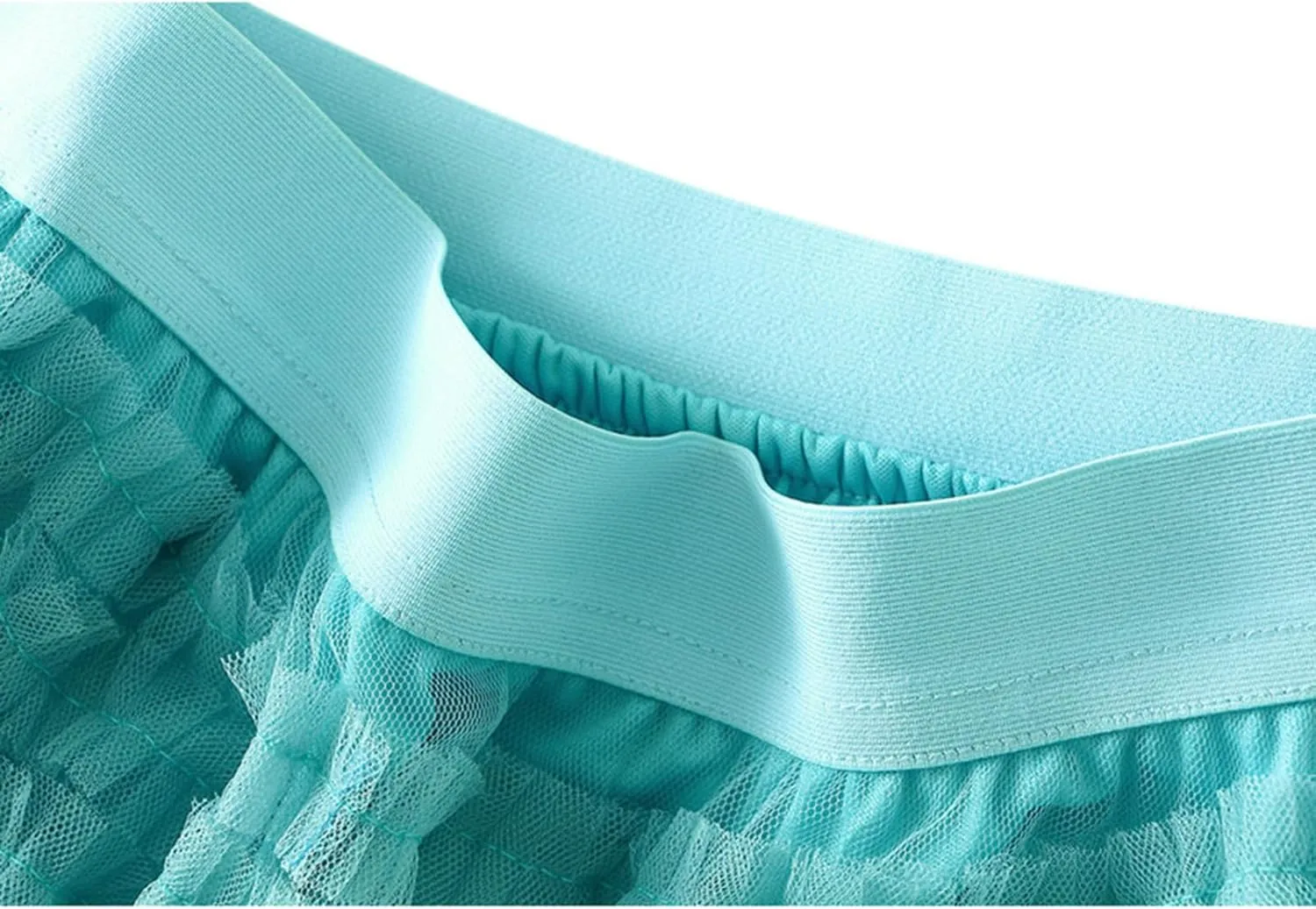 Women's Mesh Tulle Sheer Multi Tiered Long Skirt Ruffle Layered Tutu Skirts Elastic Waist Dress