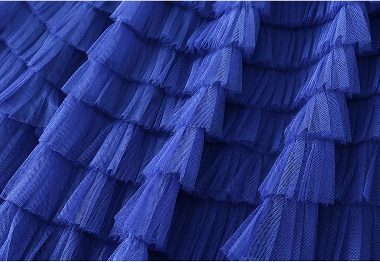 Women's Mesh Tulle Sheer Multi Tiered Long Skirt Ruffle Layered Tutu Skirts Elastic Waist Dress