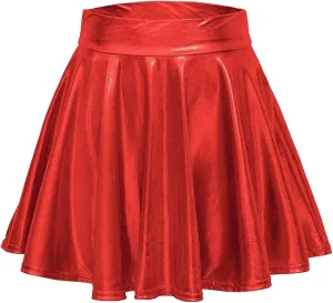 Womens Mini Skirt Pleated Flared Skater Skirt Metallic Skirt Athletic Tennis Skirt High Waisted A-Line Skirt