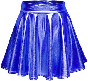 Womens Mini Skirt Pleated Flared Skater Skirt Metallic Skirt Athletic Tennis Skirt High Waisted A-Line Skirt