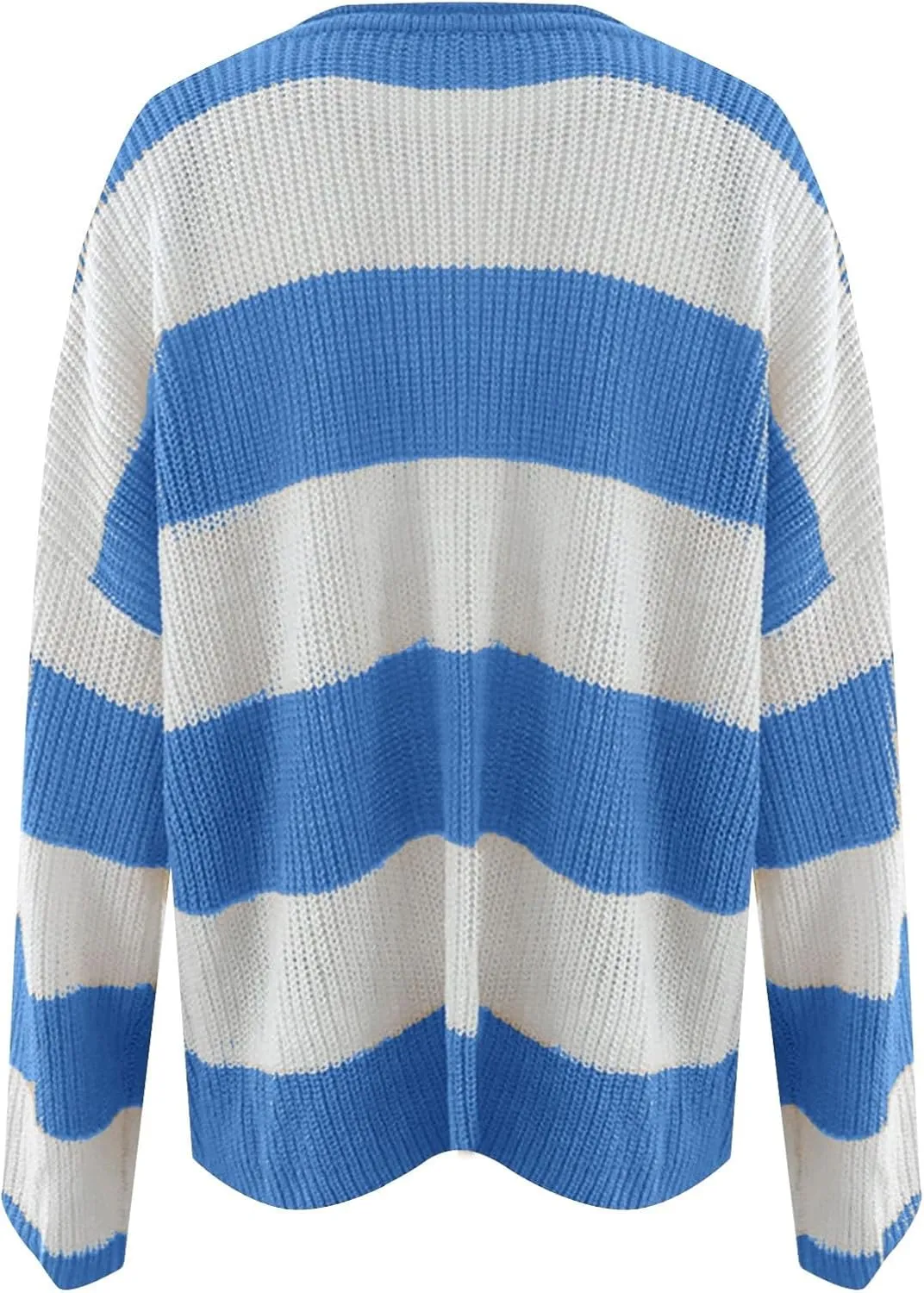 Womens Orange and White Knit Striped Sweater Oversized Long Sleeve Crew Neck Comfy Pullover Sweater Fall Winter Top