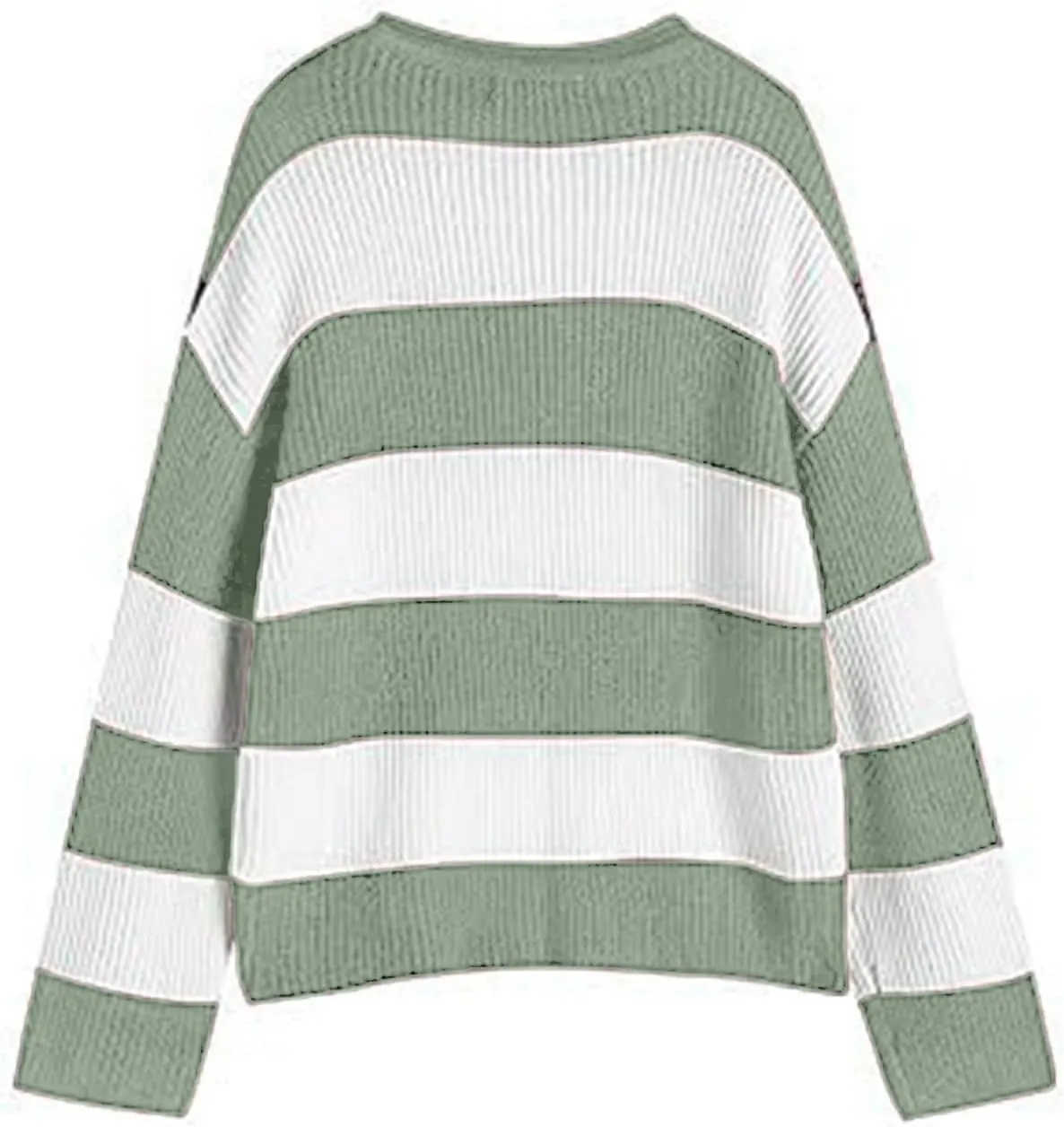 Womens Orange and White Knit Striped Sweater Oversized Long Sleeve Crew Neck Comfy Pullover Sweater Fall Winter Top