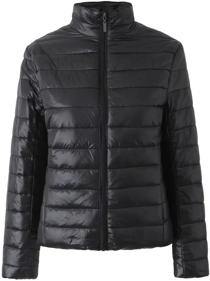 Women's Packable Down Jacket Zip Up Stand Collared Puffer Jacket Casual Long Sleeve Lightweight Warm Coat with Pockets