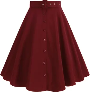 Women's Pleated Mini Skirts Casual Belted Button Down Business Work High Waist School Uniform Cheerleader Skirt