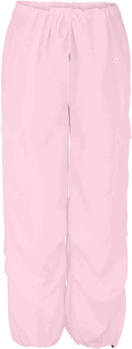 Women's Plus Size Tethered Straight Cargo Pants Straight Wide Leg Loose Casual Trousers