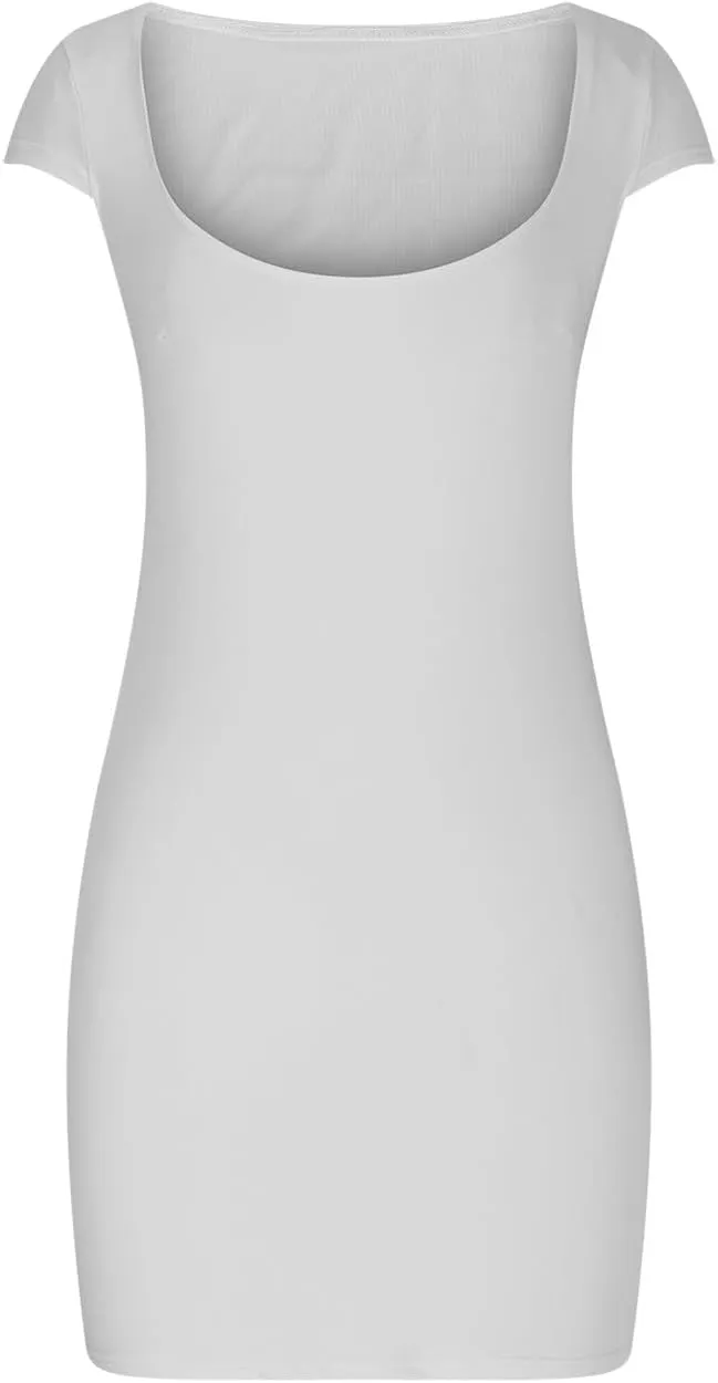 Women's Sexy Square Neck Cap Sleeve Dress Casual Solid Color Bodycon Short Dresses 2025 Summer Trendy Slim Mini Dress