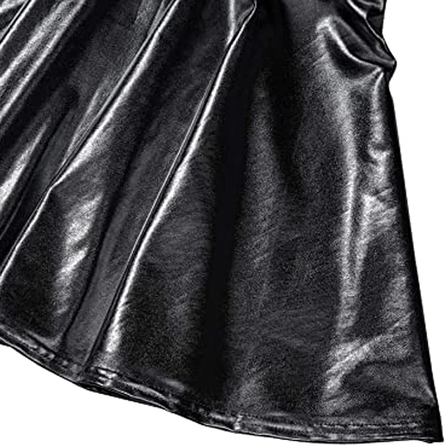 Women's Shiny Flared Metallic Holographic Pleated Mini Skater Skirt High Waist Pleated Skirt Rave Festival