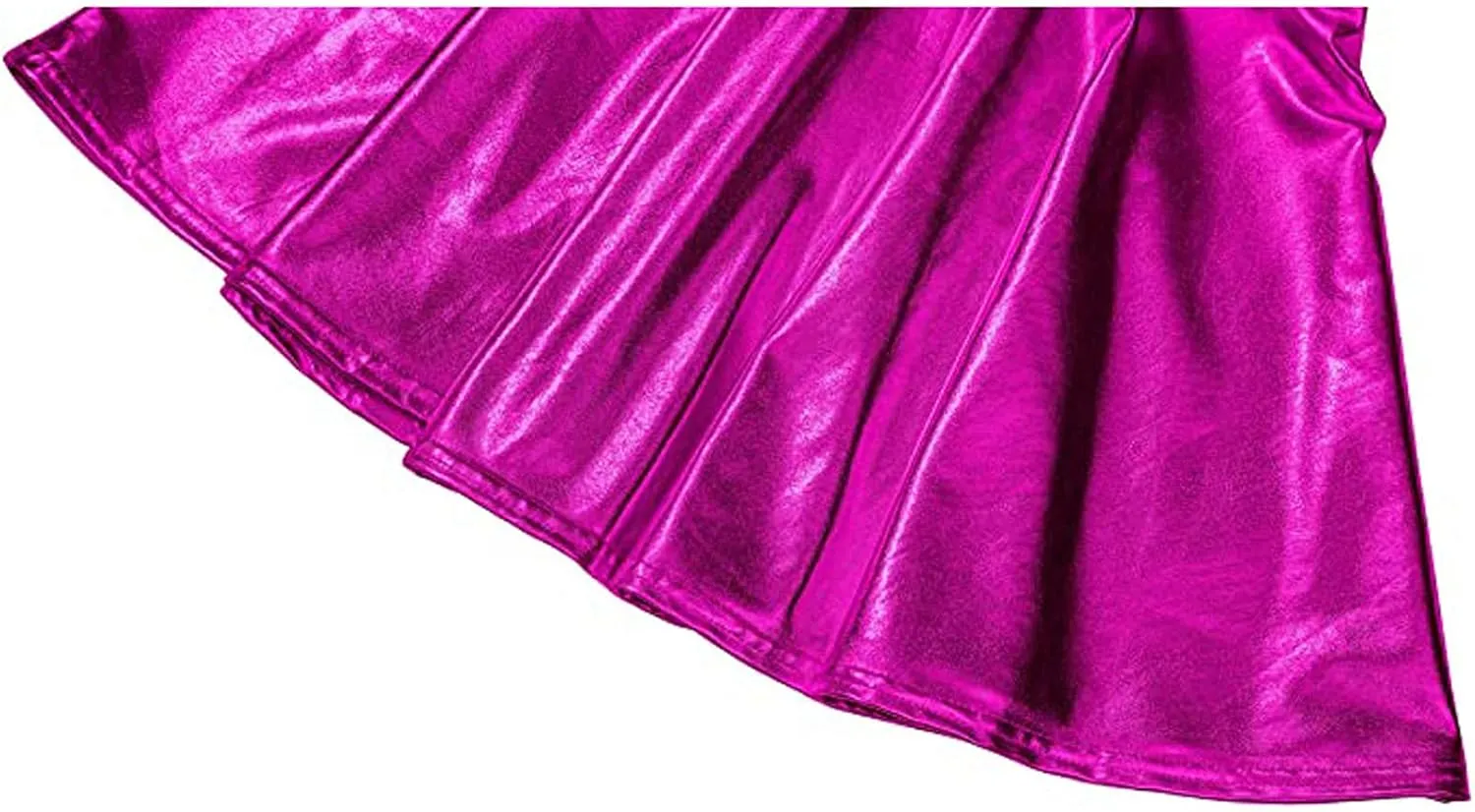 Women's Shiny Flared Metallic Holographic Pleated Mini Skater Skirt High Waist Pleated Skirt Rave Festival