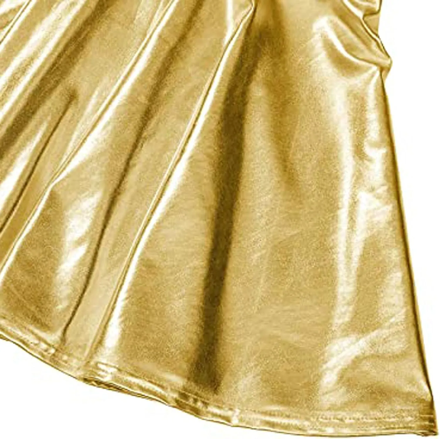 Women's Shiny Flared Metallic Holographic Pleated Mini Skater Skirt High Waist Pleated Skirt Rave Festival