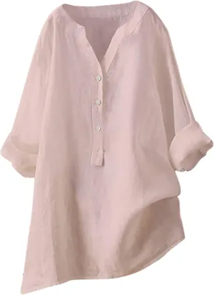 Womens Short Sleeve Cotton Linen Shirt Casual Crewneck Soft T Shirt Floral Loose Fit Summer Tee Tops