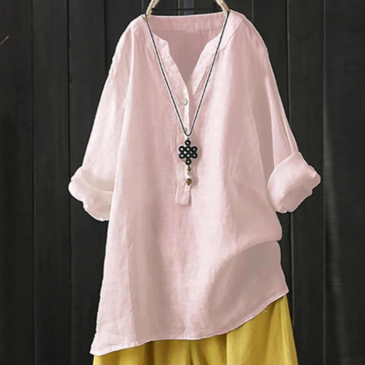 Womens Short Sleeve Cotton Linen Shirt Casual Crewneck Soft T Shirt Floral Loose Fit Summer Tee Tops