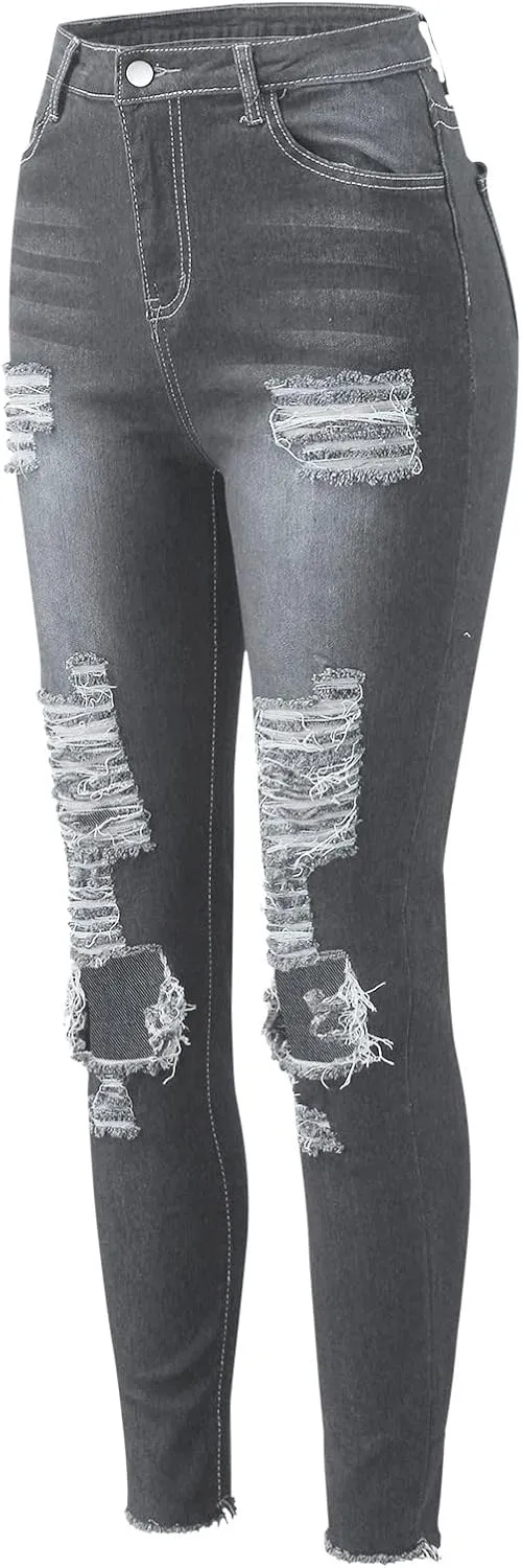 Womens Skinny Jeans Stretchy Mid Rise Jean Pants Curvy Cowboy Pants Vintage Club Outfits with Pockets