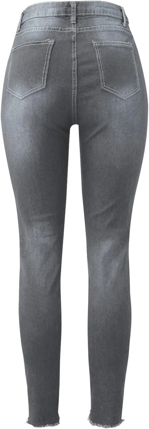 Womens Skinny Jeans Stretchy Mid Rise Jean Pants Curvy Cowboy Pants Vintage Club Outfits with Pockets