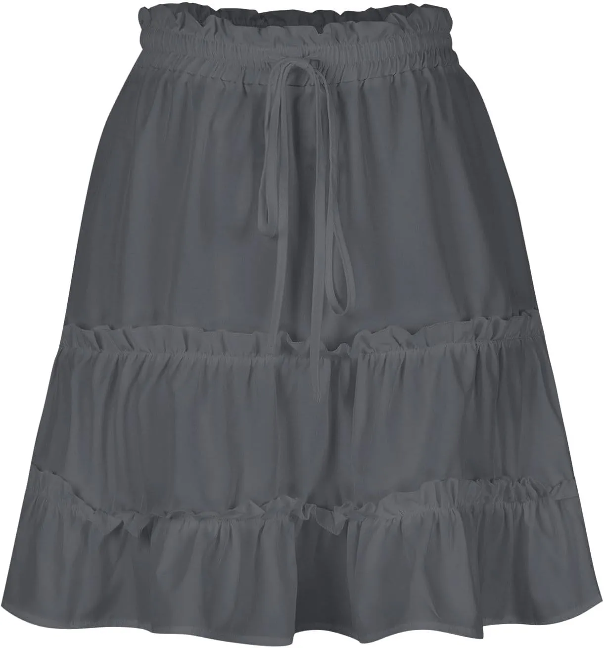 Womens Summer Cute Ruffle Skirts High Waist Pleated Swing Mini Skirt Trendy Flowy Beach Boho Skirts Short Half Dress