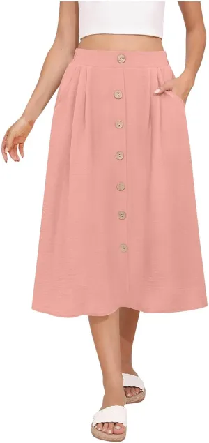 Women's Summer High Waisted Skirts Tiered Ruffle Skirts Boho Flowy Swing Pleated Skirt Casual A-Line Maxi Skirt