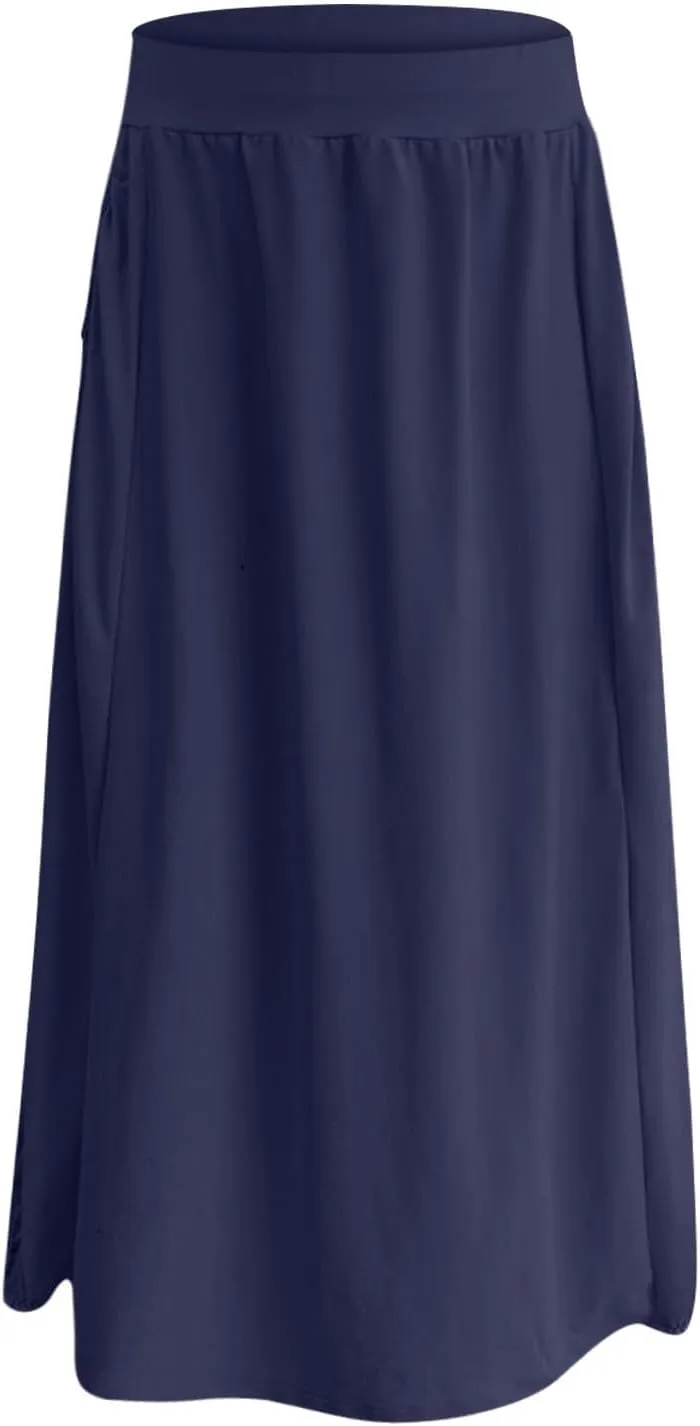 Women's Summer Maxi Skirts 2025 Trendy Solid High Waisted Ankle Length Skirt Casual Flowy Ruffle Hem Balloon Skirts