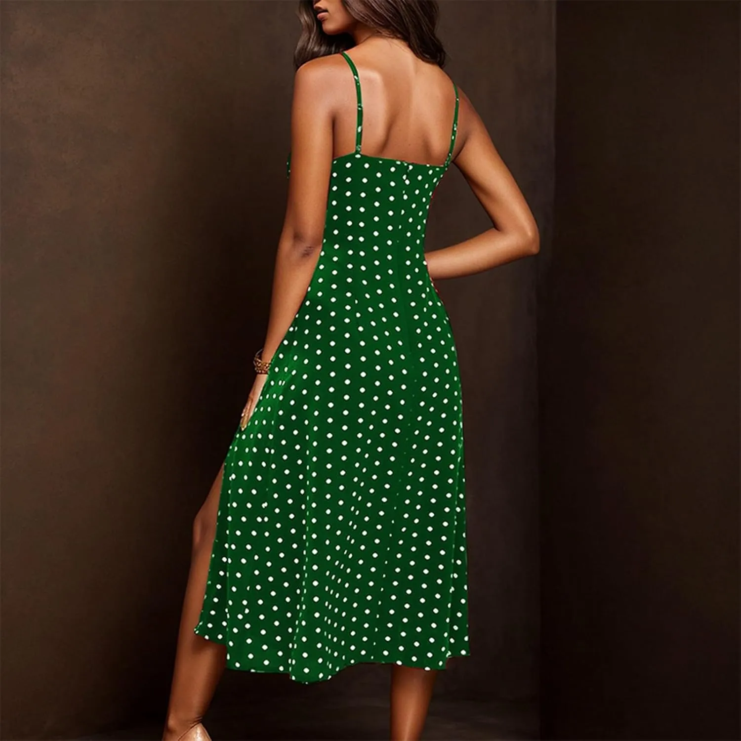 Womens Sundress Summer Tank Dress Boho Spaghetti with Polka Dot Tank Top Pleats Boho Floral Print Beach Cover Up