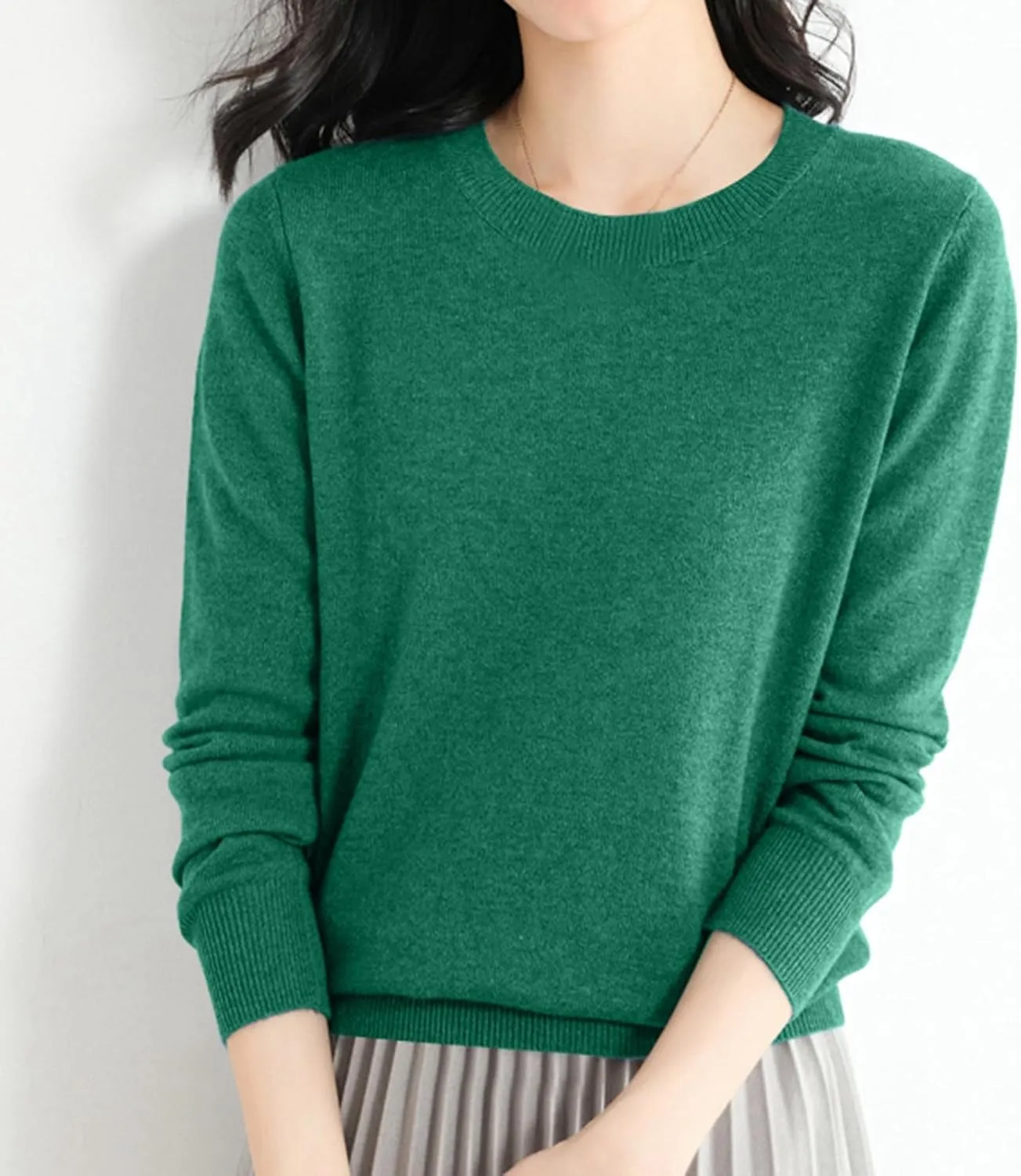 Women's Sweaters Cable Knit Crewneck Solid Color Long Sleeve Casual Soft Loose Fit Jumper Tops